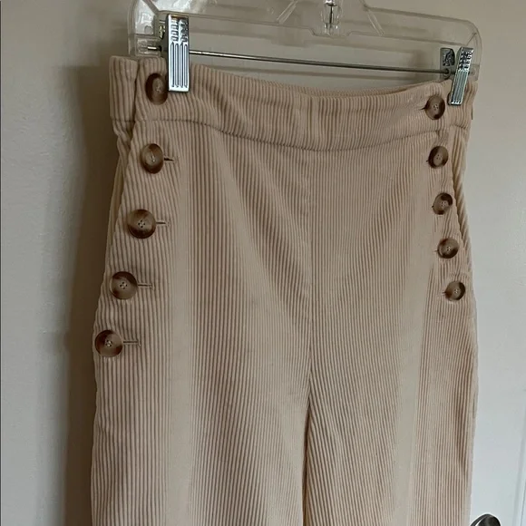 Sezane Cream Corduroy High Waisted Pants - Picture 2 of 6